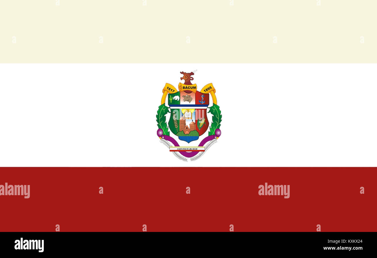 La bandiera di Bácum, un comune di Sonora, Messico, rappresenta l'identità della regione, il patrimonio culturale e l'orgoglio locale. Foto Stock