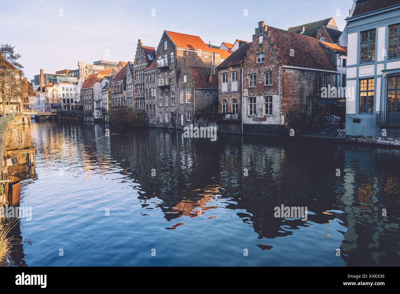 Gand case mercantili di facciate Foto Stock