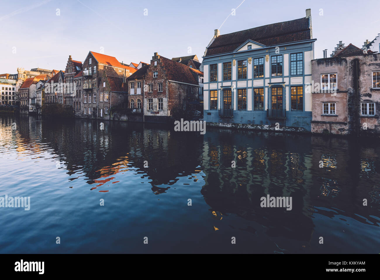 Gand case mercantili di facciate Foto Stock