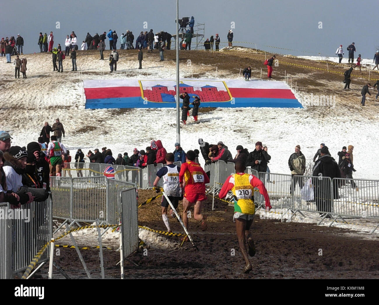 Questa immagine raffigura l'evento senior di corsa di fondo (MŚ biegi przełaj) a Bydgoszcz, Polonia, nel marzo 2013, che mette in evidenza l'attività sportiva, gli atleti, e organizzazione di eventi. Foto Stock