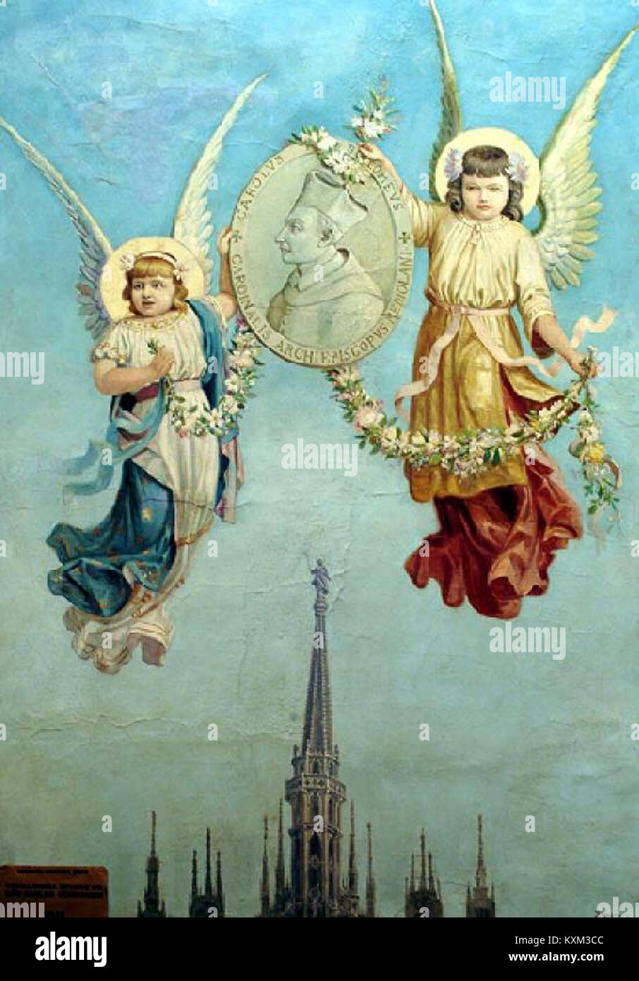 Un ritratto di Benedito Calixto raffigurante San Carlo Borromeo, che mette in evidenza l'arte religiosa e l'iconografia storica cattolica in Brasile. Foto Stock