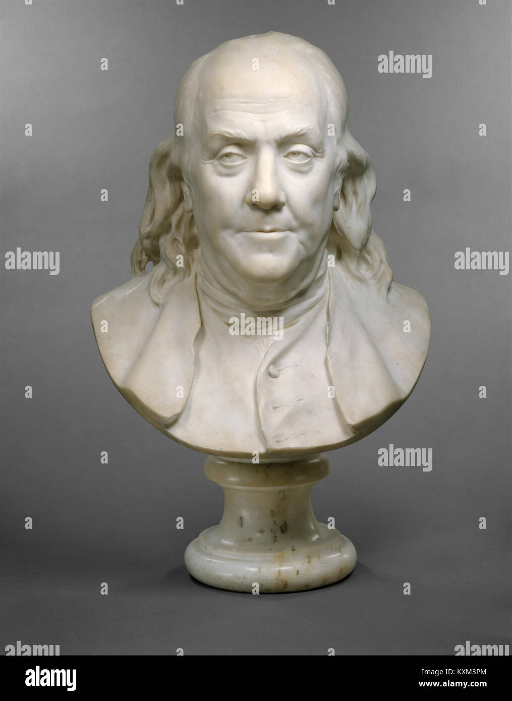 Il ritratto di Benjamin Franklin raffigura il padre fondatore americano del XVIII secolo, scienziato e diplomatico, evidenziando il suo significato storico. Foto Stock