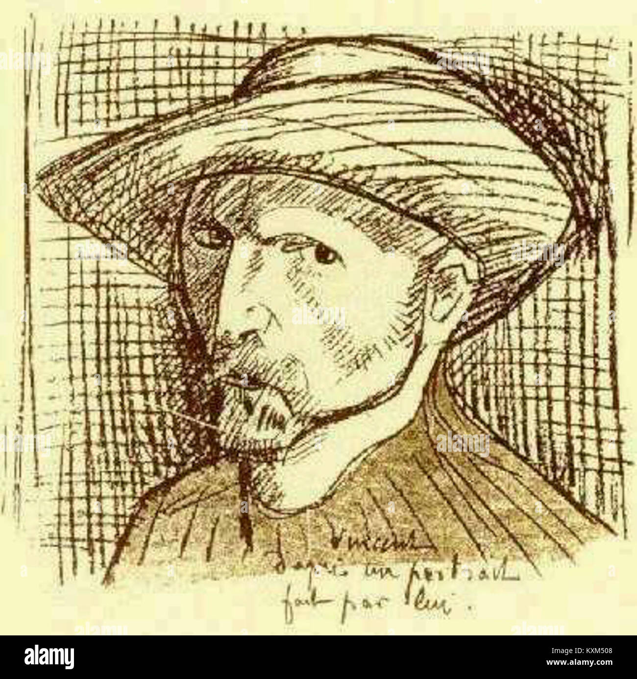 Il dipinto di Emile Bernard del 1892, ispirato a Vincent van Gogh, dimostra lo stile post-impressionista con enfasi sul colore, la consistenza e la ritrattistica espressiva. Foto Stock