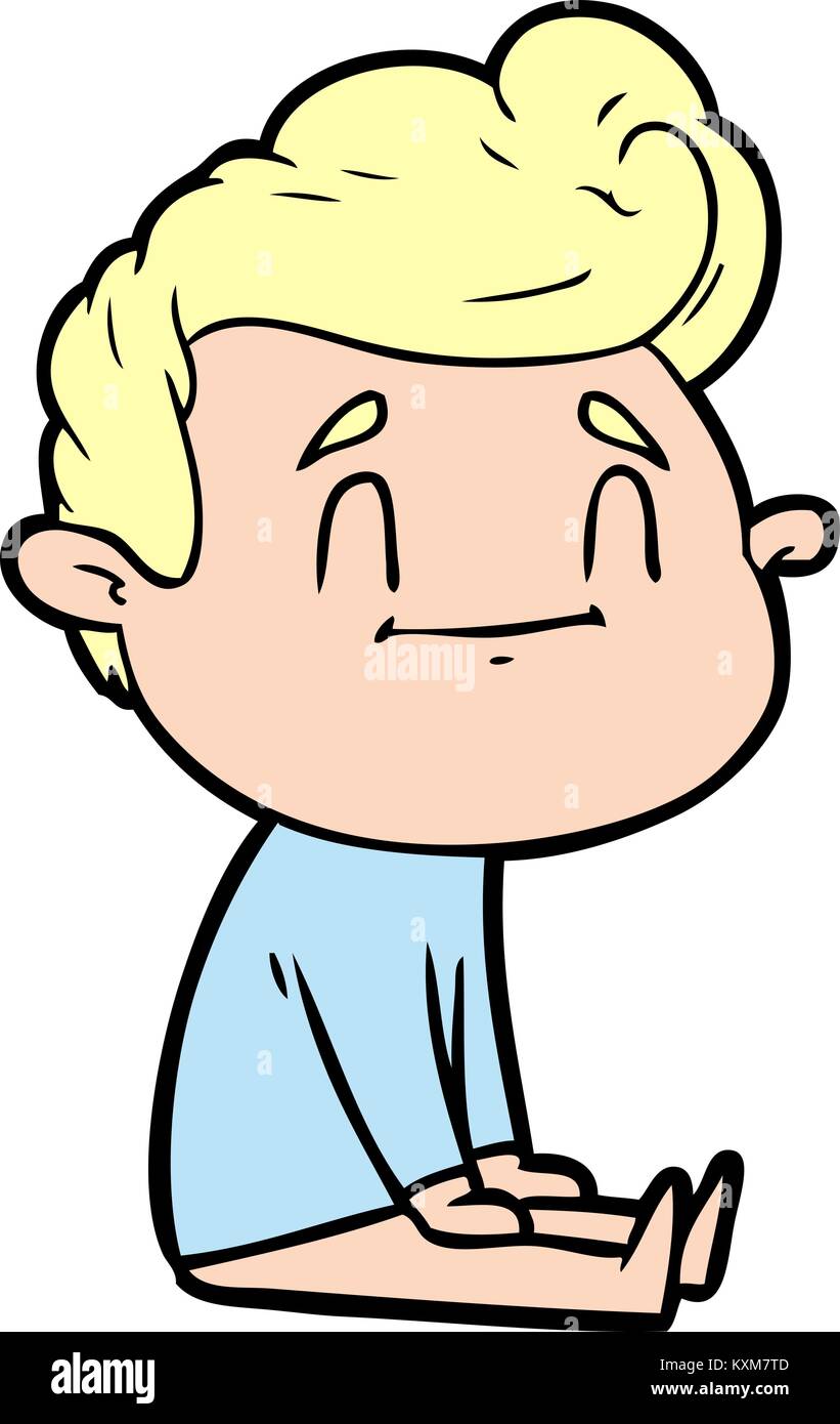 Happy cartoon uomo seduto sul pavimento Illustrazione Vettoriale
