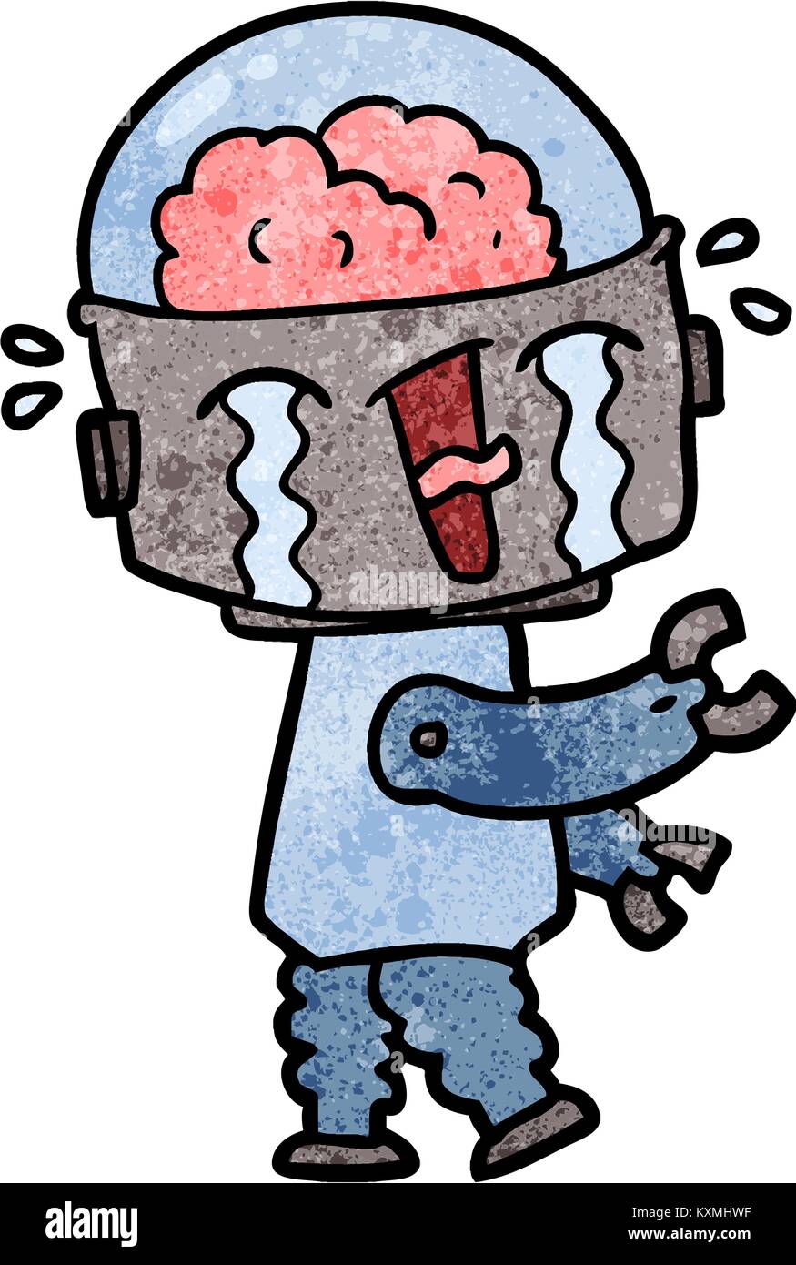 Cartoni animati robot di pianto Illustrazione Vettoriale