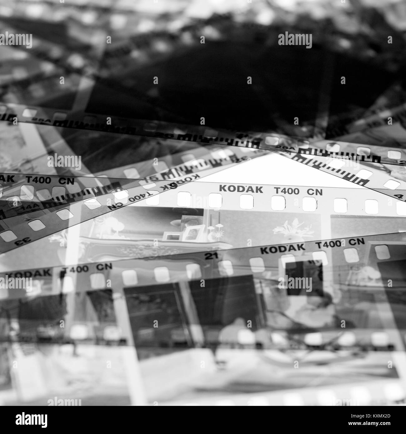 Esposta e sviluppata da 35mm Pellicola Kodak strisce di negativi, Eastman Kodak Company è stata fondata nel 1888 Foto Stock