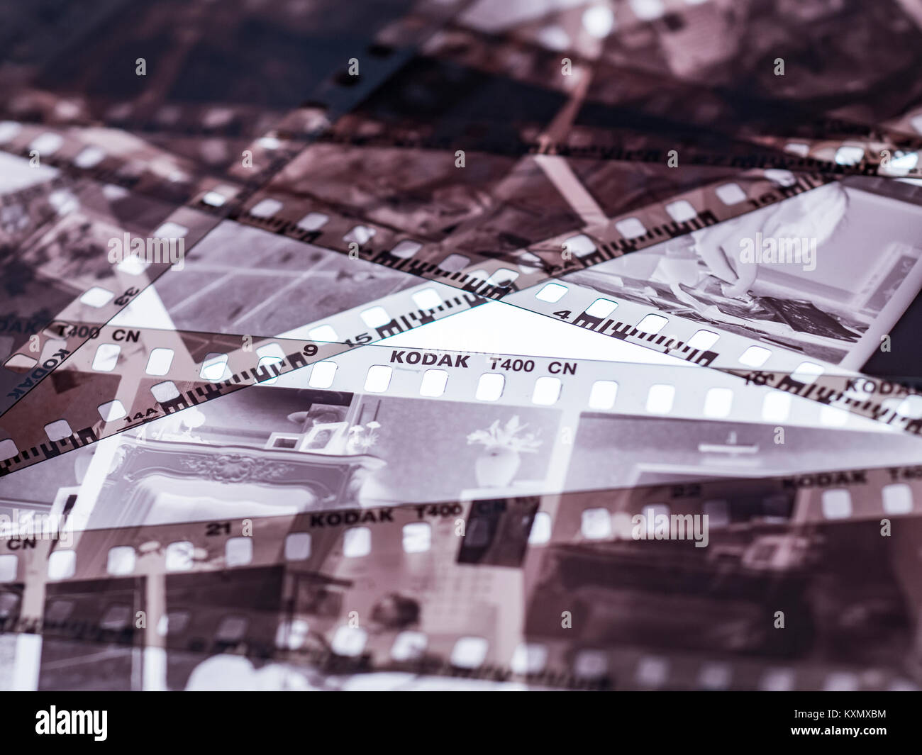 Esposta e sviluppata da 35mm Pellicola Kodak strisce di negativi, Eastman Kodak Company è stata fondata nel 1888 Foto Stock