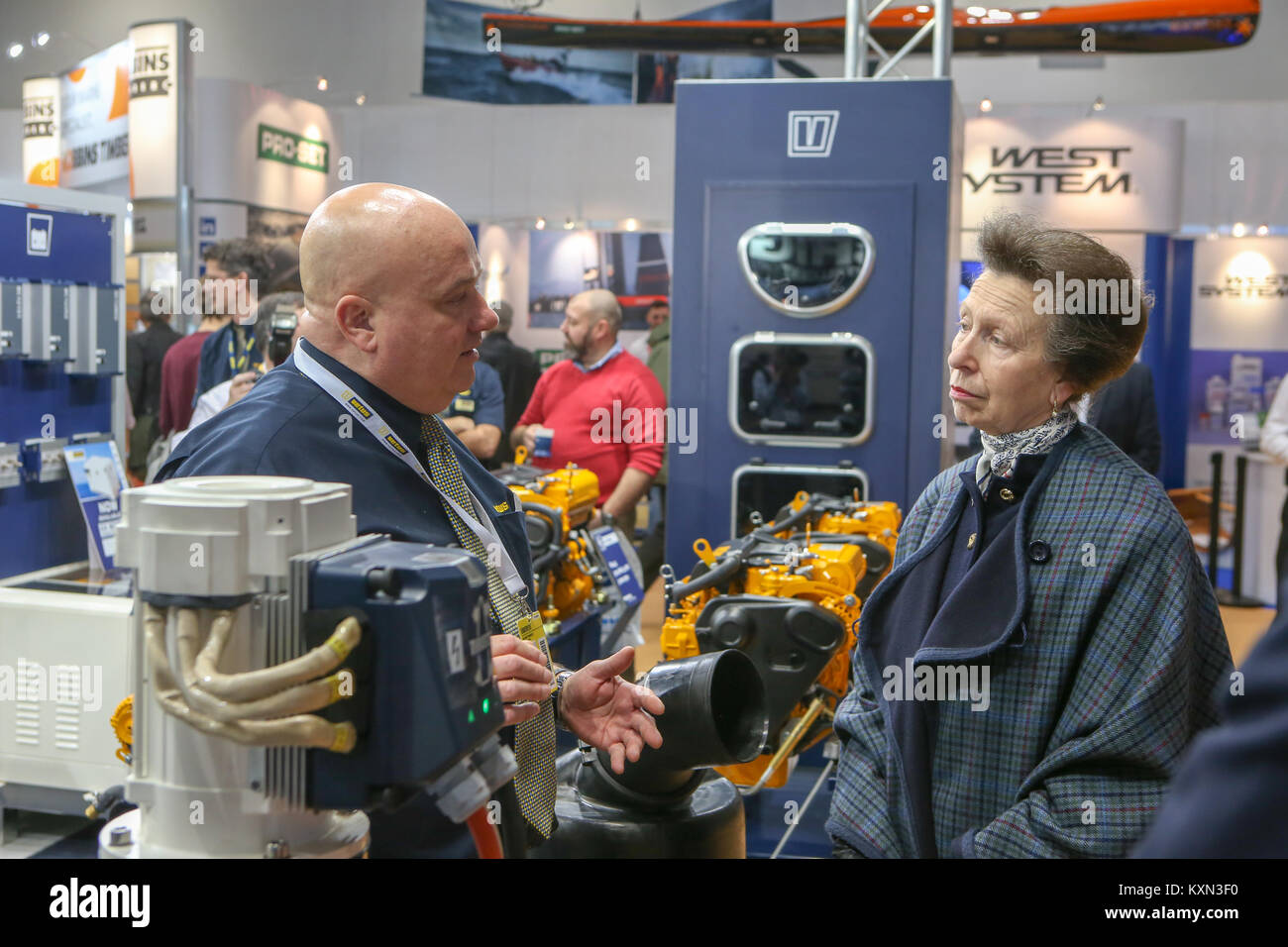 Londra, Regno Unito. Il 10 gennaio, 2018.Sua Altezza Reale la Principessa Anna frequenta il primo giorno del London Boat Show a Londra Excel. Foto Stock