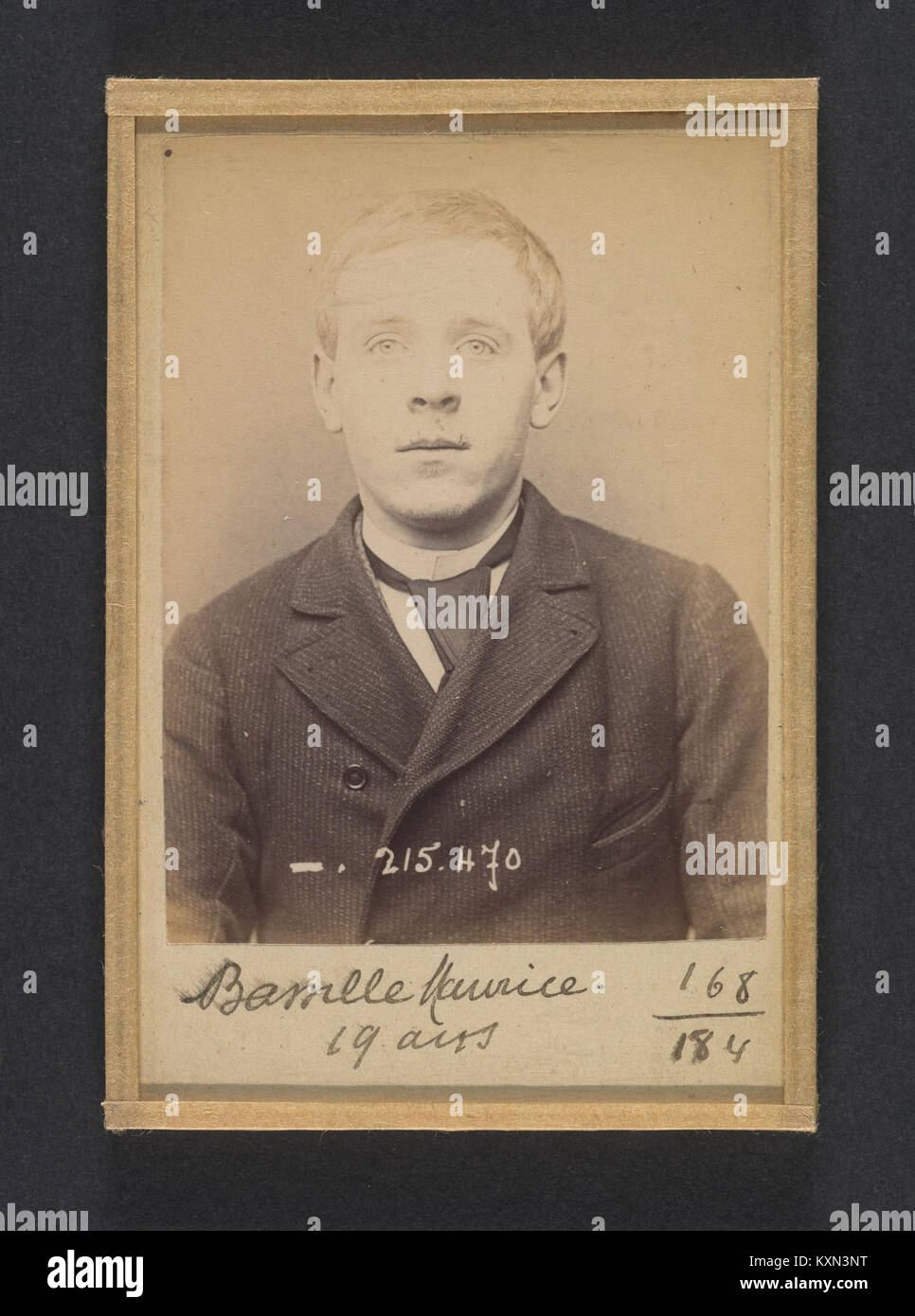 Maurice Eugène Bassille, nato a Parigi, è stato un anarchico e portefeuillista di 19 anni, registrato il 9 marzo 1894, in documenti storici della polizia o d'archivio. Foto Stock