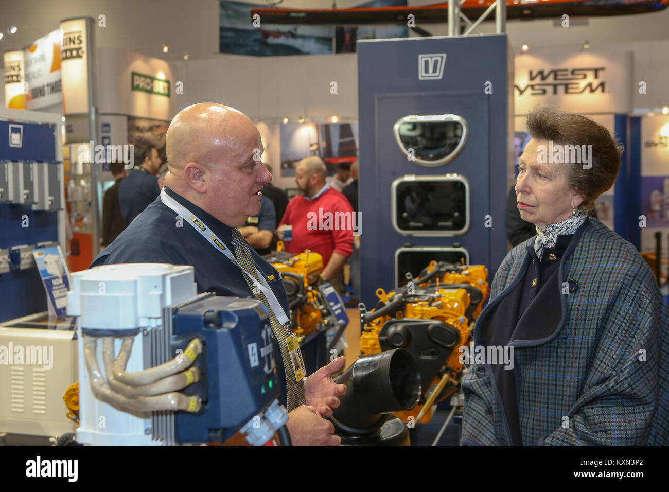 Londra, Regno Unito. Il 10 gennaio, 2018.Sua Altezza Reale la Principessa Anna frequenta il primo giorno del London Boat Show a Londra Excel. Foto Stock