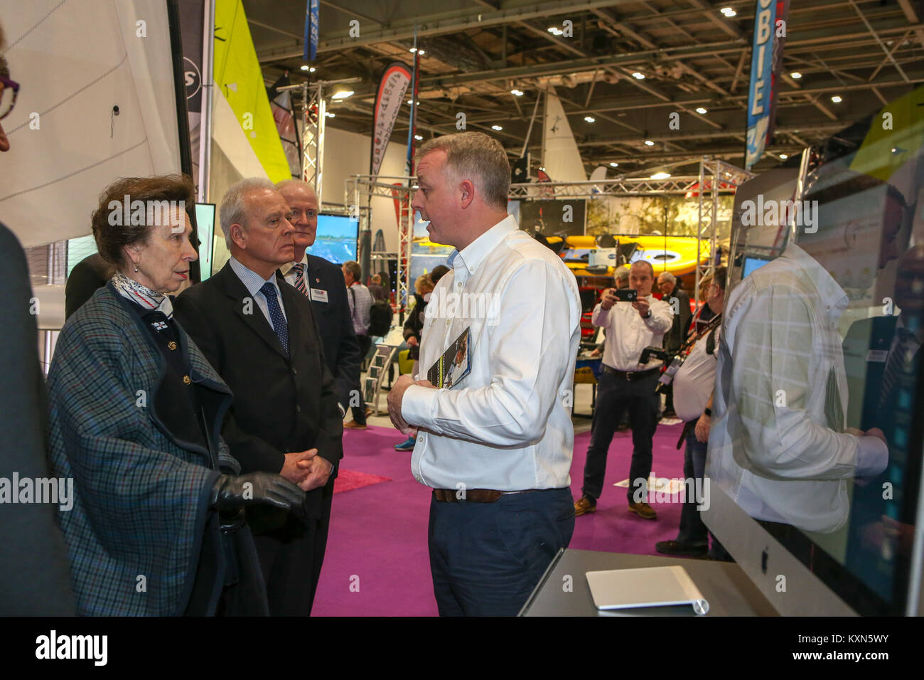 Londra, Regno Unito. Il 10 gennaio, 2018.Sua Altezza Reale la Principessa Anna frequenta il primo giorno del London Boat Show a Londra Excel. Foto Stock