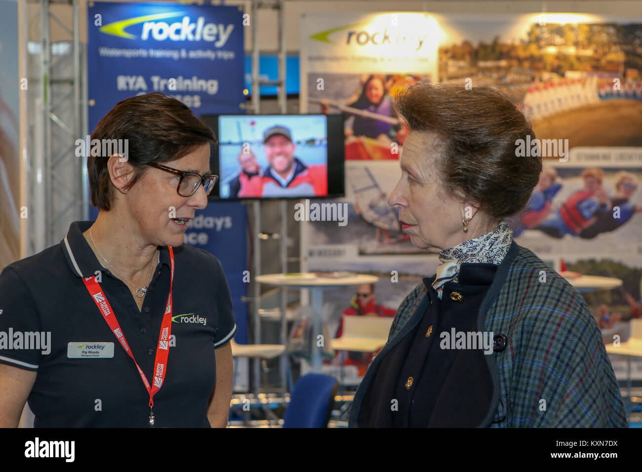 Londra, Regno Unito. Il 10 gennaio, 2018.Sua Altezza Reale la Principessa Anna frequenta il primo giorno del London Boat Show a Londra Excel. Foto Stock