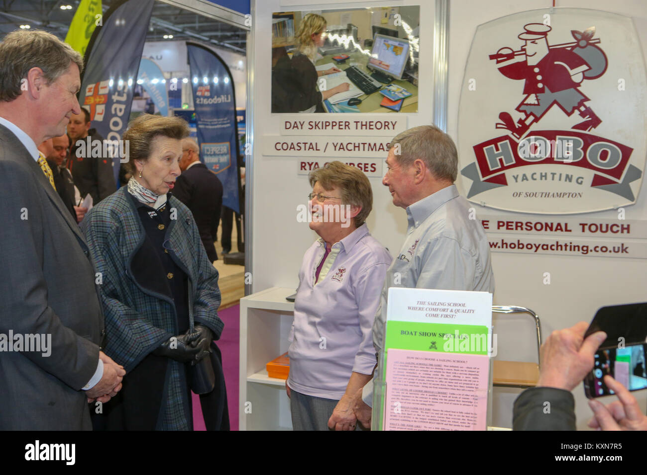 Londra, Regno Unito. Il 10 gennaio, 2018.Sua Altezza Reale la Principessa Anna frequenta il primo giorno del London Boat Show a Londra Excel. Foto Stock