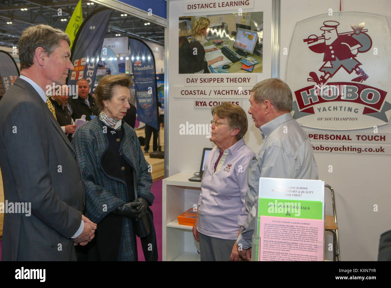 Londra, Regno Unito. Il 10 gennaio, 2018.Sua Altezza Reale la Principessa Anna frequenta il primo giorno del London Boat Show a Londra Excel. Foto Stock