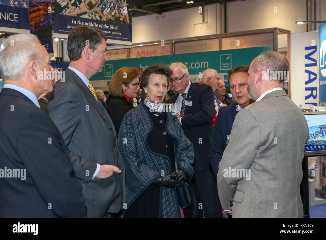 Londra, Regno Unito. Il 10 gennaio, 2018.Sua Altezza Reale la Principessa Anna frequenta il primo giorno del London Boat Show a Londra Excel. Foto Stock