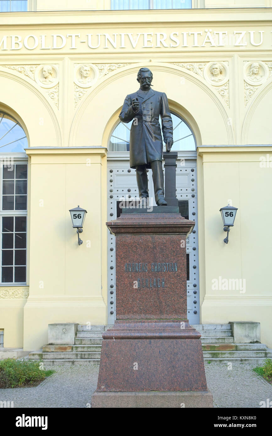 Il memoriale Andreas Christian Gerlach dell'Università Humboldt di Berlino, Germania, commemora la vita e il lavoro dello studioso, riflettendo il patrimonio accademico e il significato storico. Foto Stock