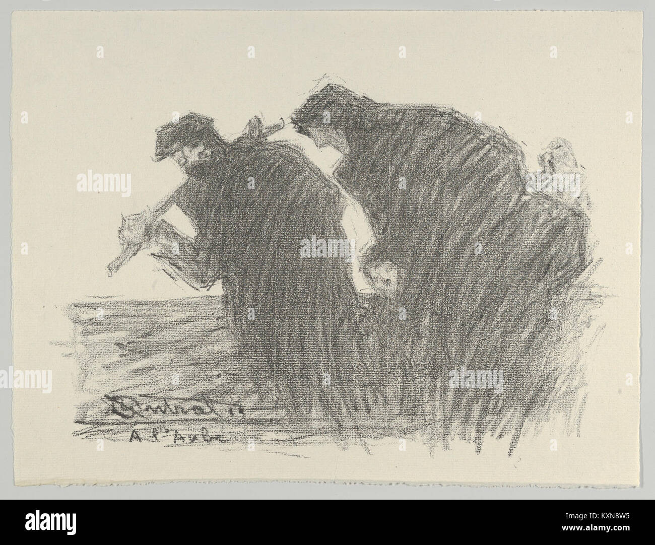 "A l'aube" è un'opera d'arte della collezione "Les Evacués" conservata dal Metropolitan Museum of Art Il pezzo raffigura scene di prima mattina associate a eventi di evacuazione, rappresentando contesti storici o sociali attraverso l'espressione artistica. Foto Stock