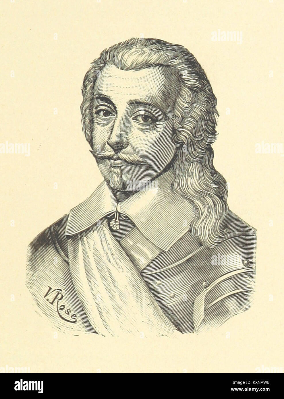 Questa incisione del 1895 di Georges Bonnefoy ritrae Pierre de Bérulle, un cardinale francese e fondatore dell'Oratorio francese. L'illustrazione fa parte del lavoro di Bonnefoy sull'amministrazione civile nella provincia dell'Alvernia, evidenziando le figure religiose e amministrative dell'epoca. Foto Stock