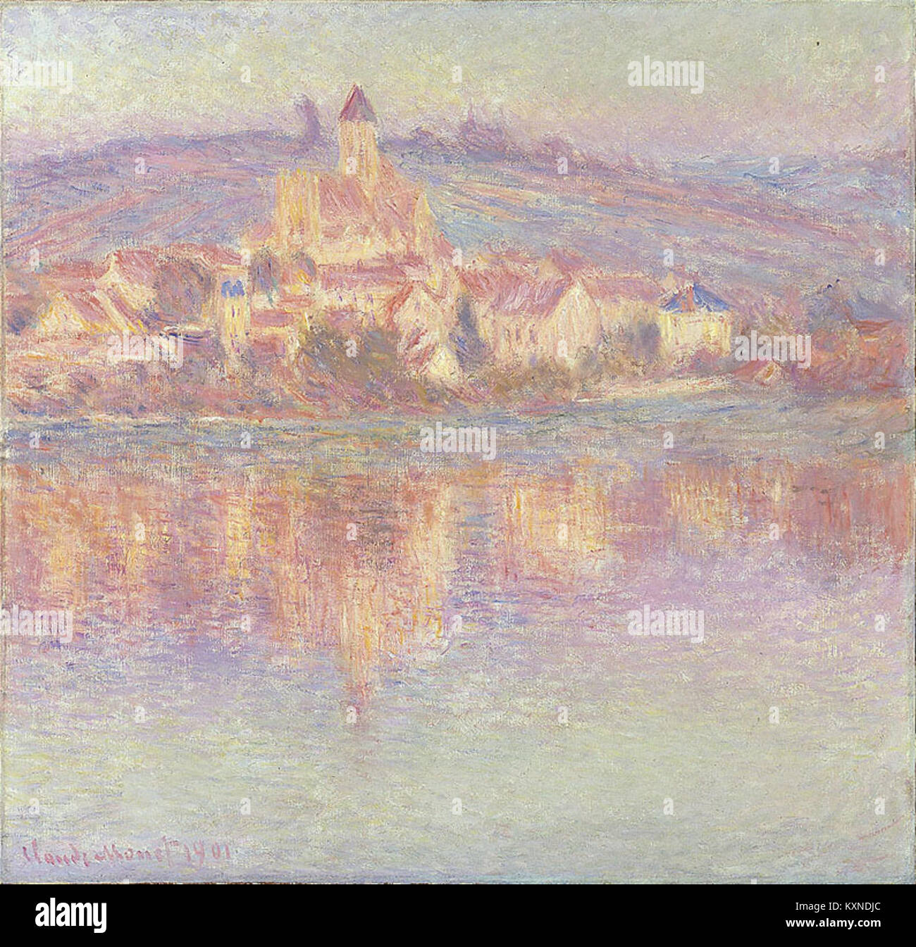 Il dipinto di Claude Monet "Vétheuil, 1901" raffigura un paesaggio rurale in Francia. L'opera d'arte olio su tela fa parte della collezione dell'Art Institute of Chicago. Foto Stock