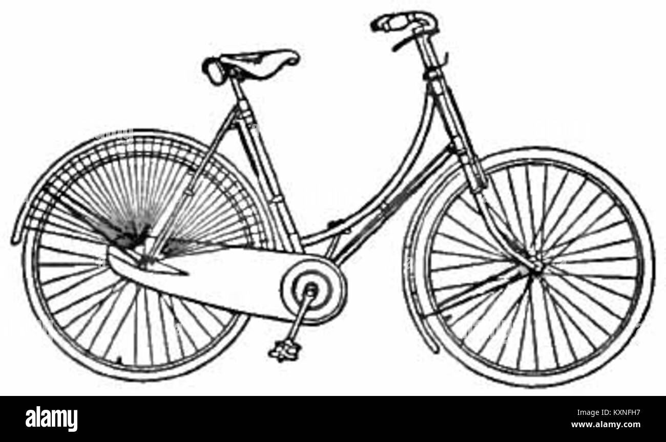 Un'immagine vintage di una signora con una bicicletta Britannia, che riflette la popolarità delle biciclette tra le donne tra la fine del XIX e l'inizio del XX secolo. Foto Stock Un'immagine vintage di una signora con una bicicletta Britannia, che riflette la popolarità delle biciclette tra le donne tra la fine del XIX e l'inizio del XX secolo. Foto Stock