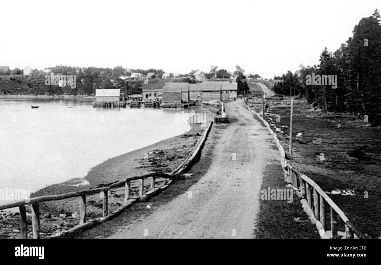 Una fotografia del 1930 mostra un percorso a Campobello, raffigurante strade regionali, paesaggi e infrastrutture di trasporto nella zona. Foto Stock