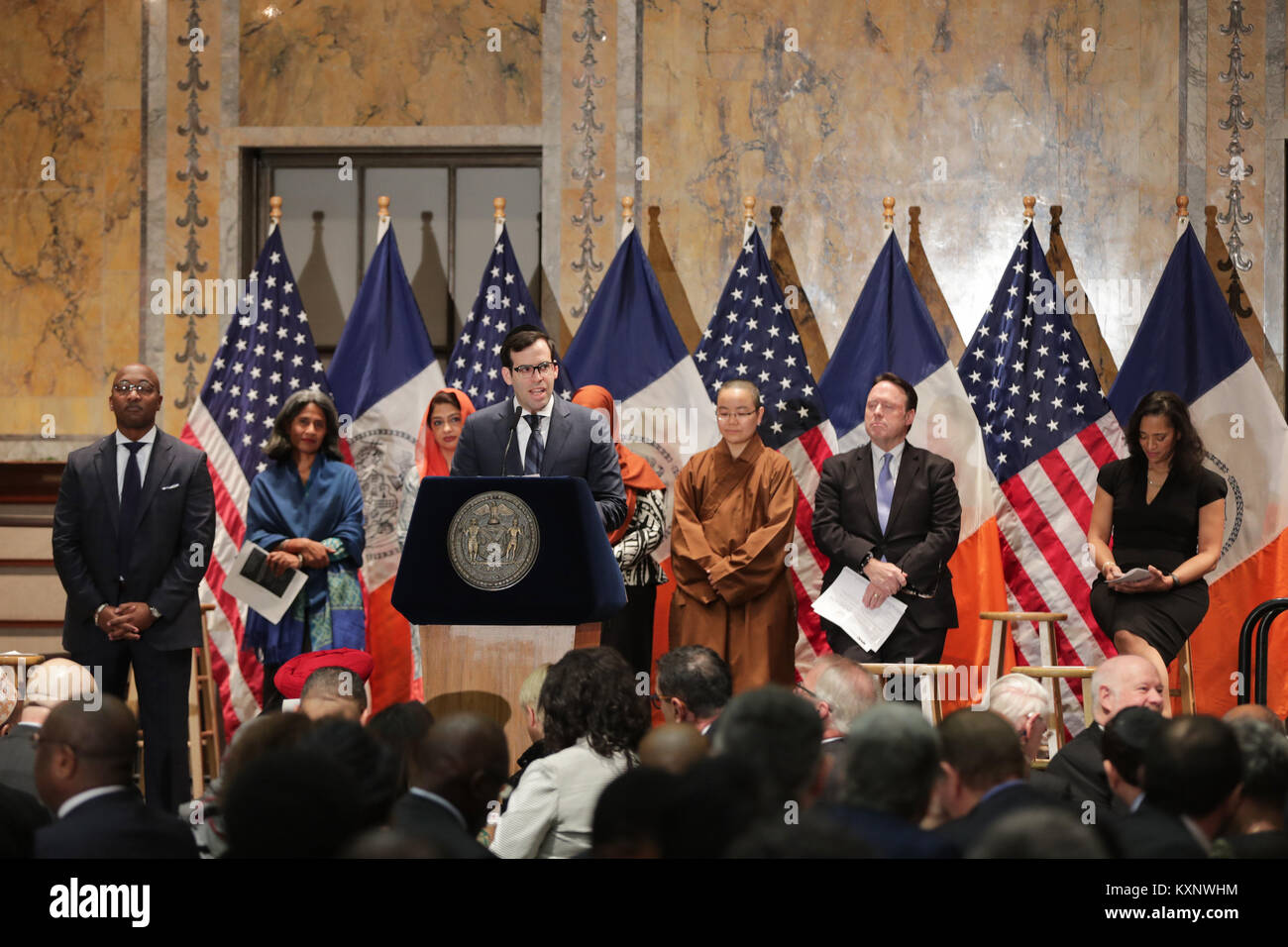 New York, NY, STATI UNITI D'AMERICA. Xi gen, 2018. Stephen A. Schwarzman Building, News York, Stati Uniti d'America, 11 gennaio 2018- Interfaith colazione presso la Biblioteca Pubblica di New York con il clero e con i leader di fede da intorno alla città di New York.Foto: Luiz Rampelotto/EuropaNewswire Credito: Luiz Rampelotto/ZUMA filo/Alamy Live News Foto Stock