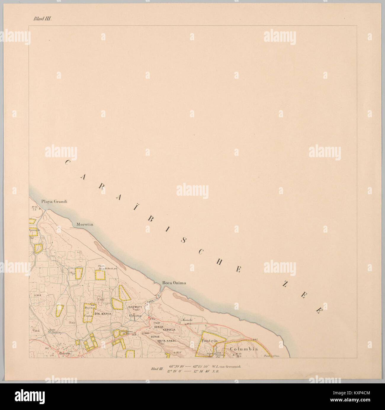 Bonaire mappa 1915 foglio 4 Foto Stock