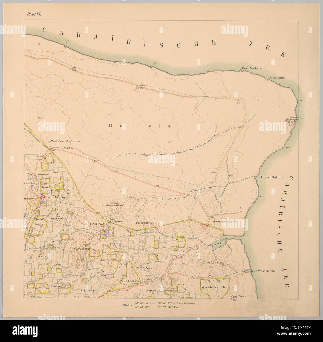 Bonaire mappa 1915 foglio 7 Foto Stock