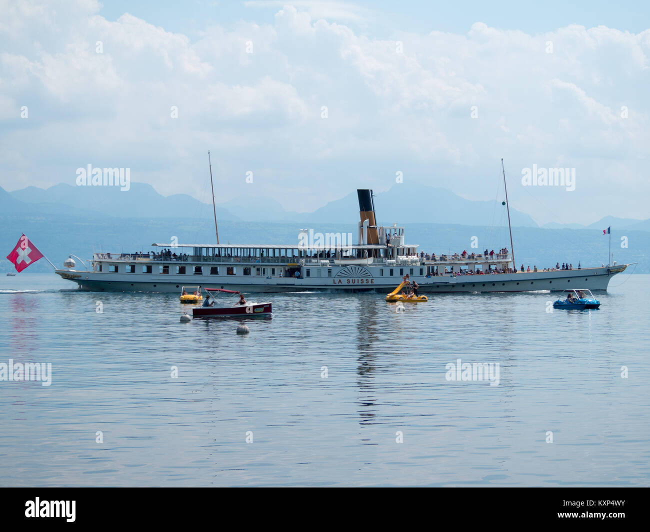 Il lago di Ginevra steamboat Foto Stock