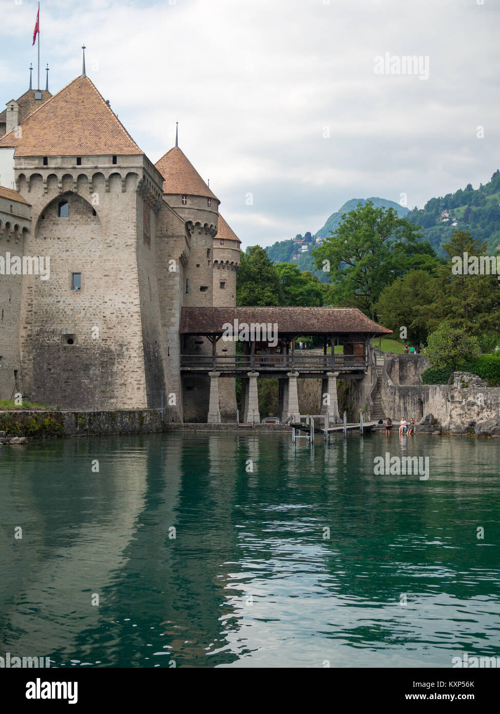 Chateau de Chillon bridge Foto Stock