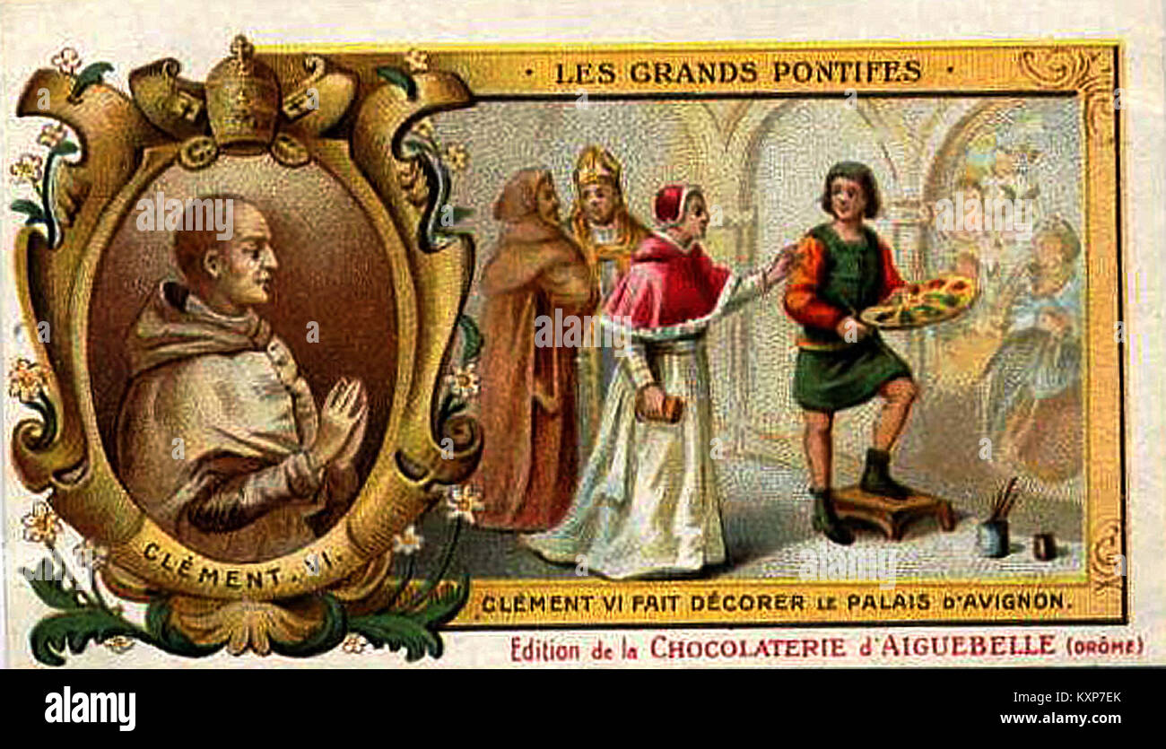 La pubblicità del cioccolato Clément vi di Aiguebelle rappresenta l'arte commerciale e la pubblicità a mezzo stampa dei primi anni del XX secolo in Francia, mettendo in evidenza le tecniche di promozione dei prodotti e il design visivo. Foto Stock