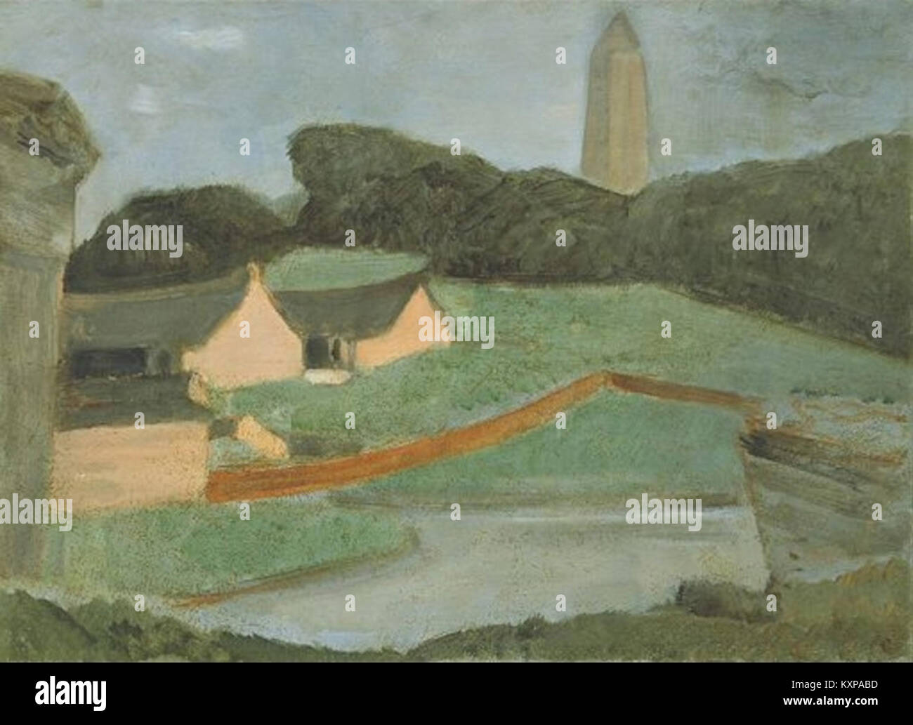 Il dipinto 'paesaggio Cinese' di Fujishima Takeji, tenuto presso il Museo d'Arte della città di Kagoshima, raffigura paesaggi tradizionali cinesi in un'interpretazione artistica giapponese. Foto Stock