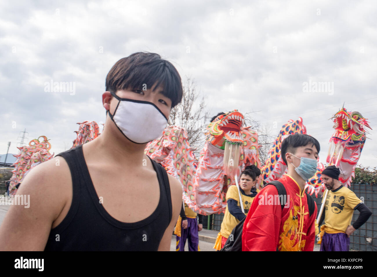 Celebrazioni per il nuovo anno cinese 2017 a Prato, Italia Foto Stock