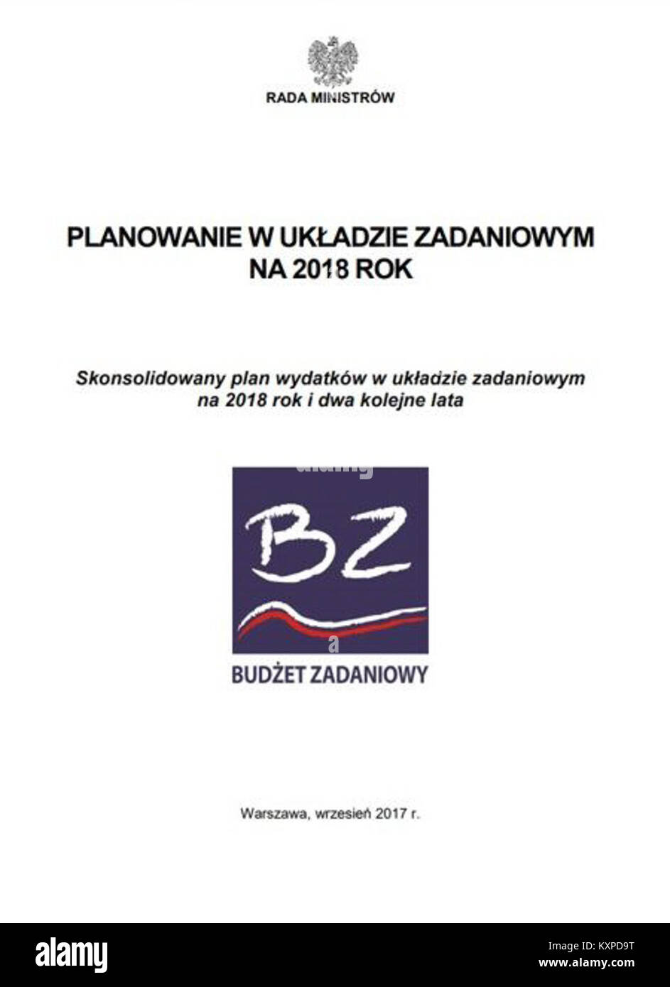 Questo documento delinea il bilancio statale del governo polacco per il 2018, specificando le dotazioni finanziarie nazionali e le spese pianificate in vari settori e compiti. Fornisce un approccio strutturato alla gestione delle finanze pubbliche per l'anno in corso. Foto Stock