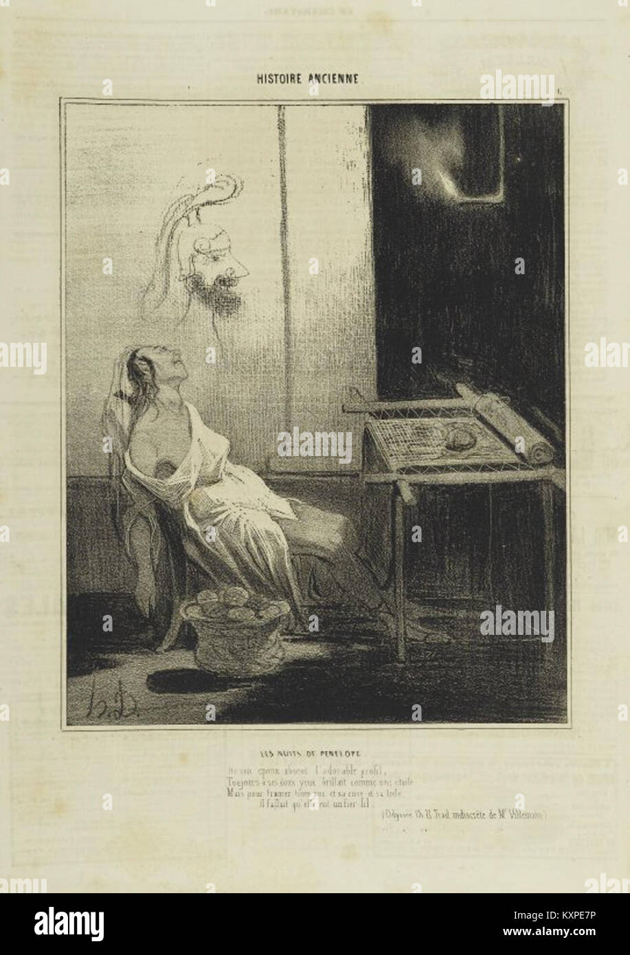 Opera d'arte "Les Nuits de Pénelope" di Honoré Daumier, Museo di Brooklyn, con caricature e critiche sociali nell'arte francese del XIX secolo. Foto Stock