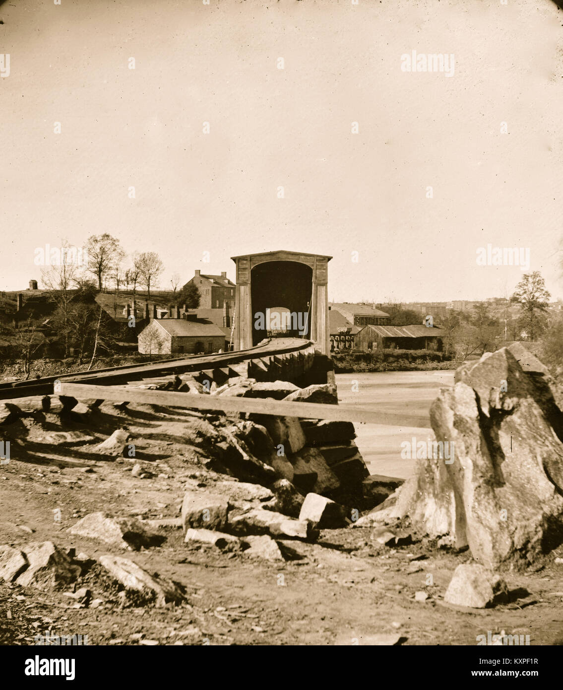 Il Belle Isle ponte ferroviario da banca del sud Foto Stock