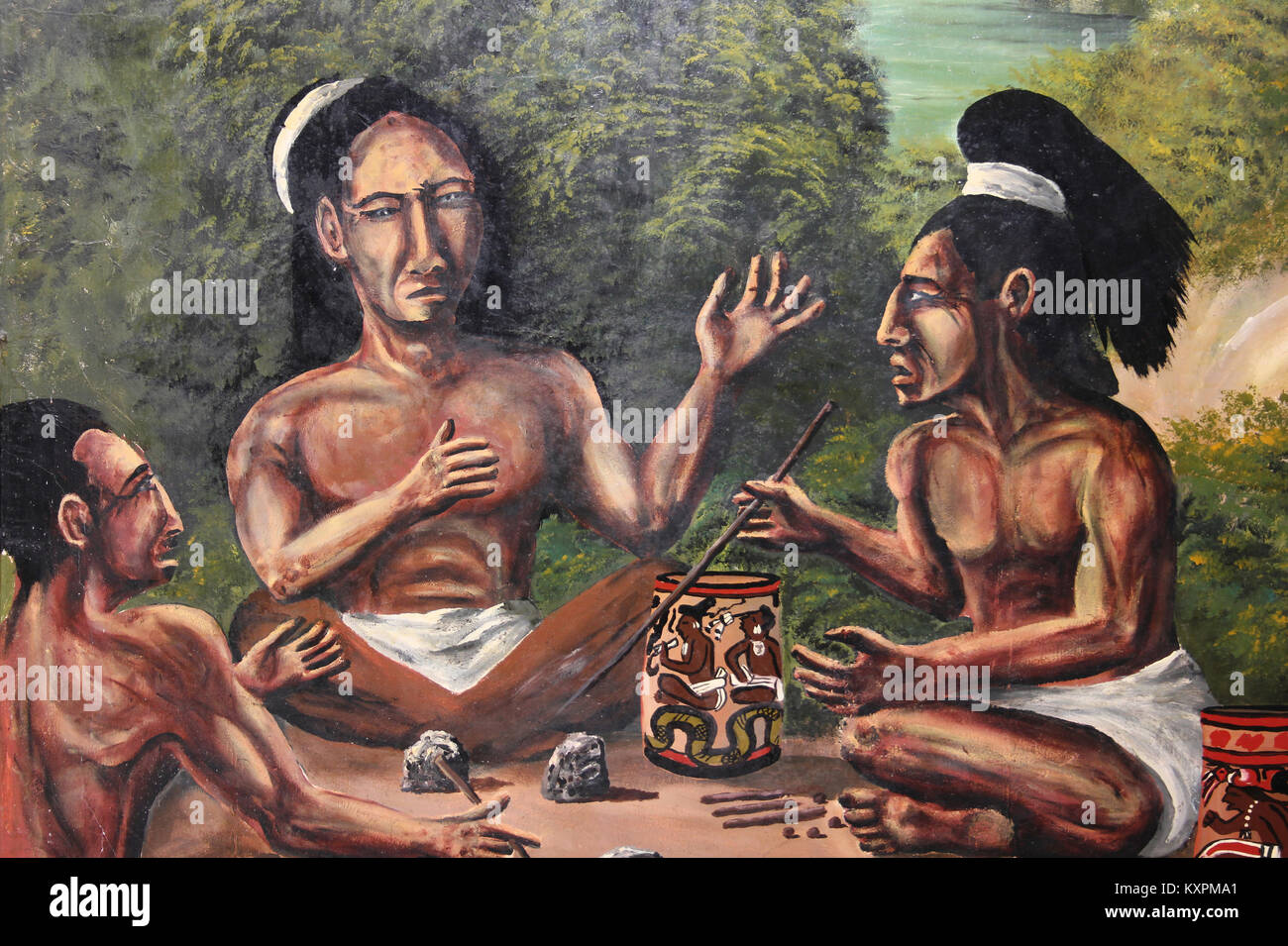 Mostra di pittura di indiani maya Foto Stock