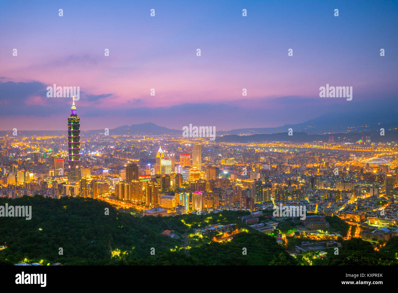 Vista panoramica della città di Taipei Foto Stock