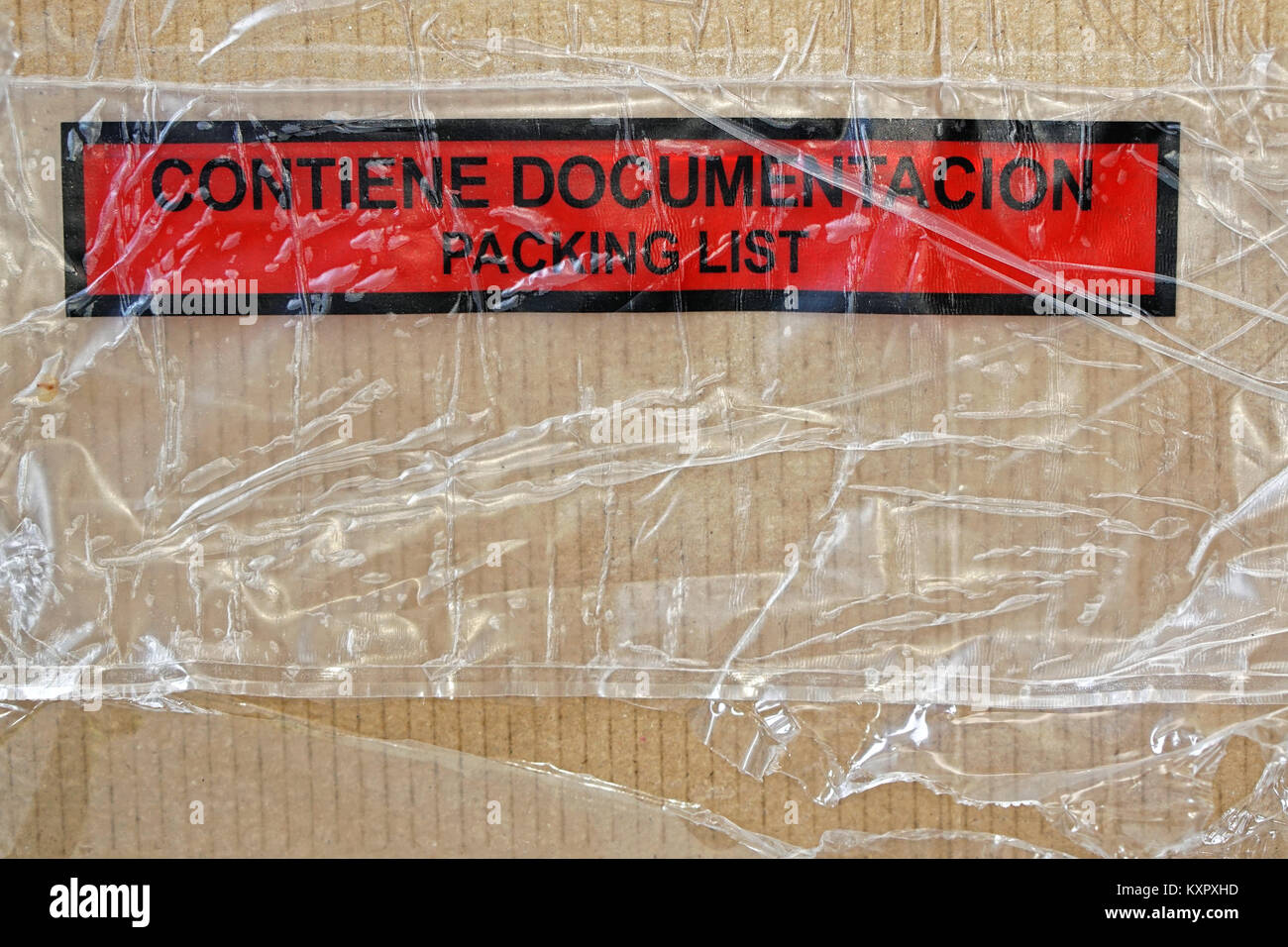 Box la documentazione di un pacchetto elenco imballaggio Foto Stock