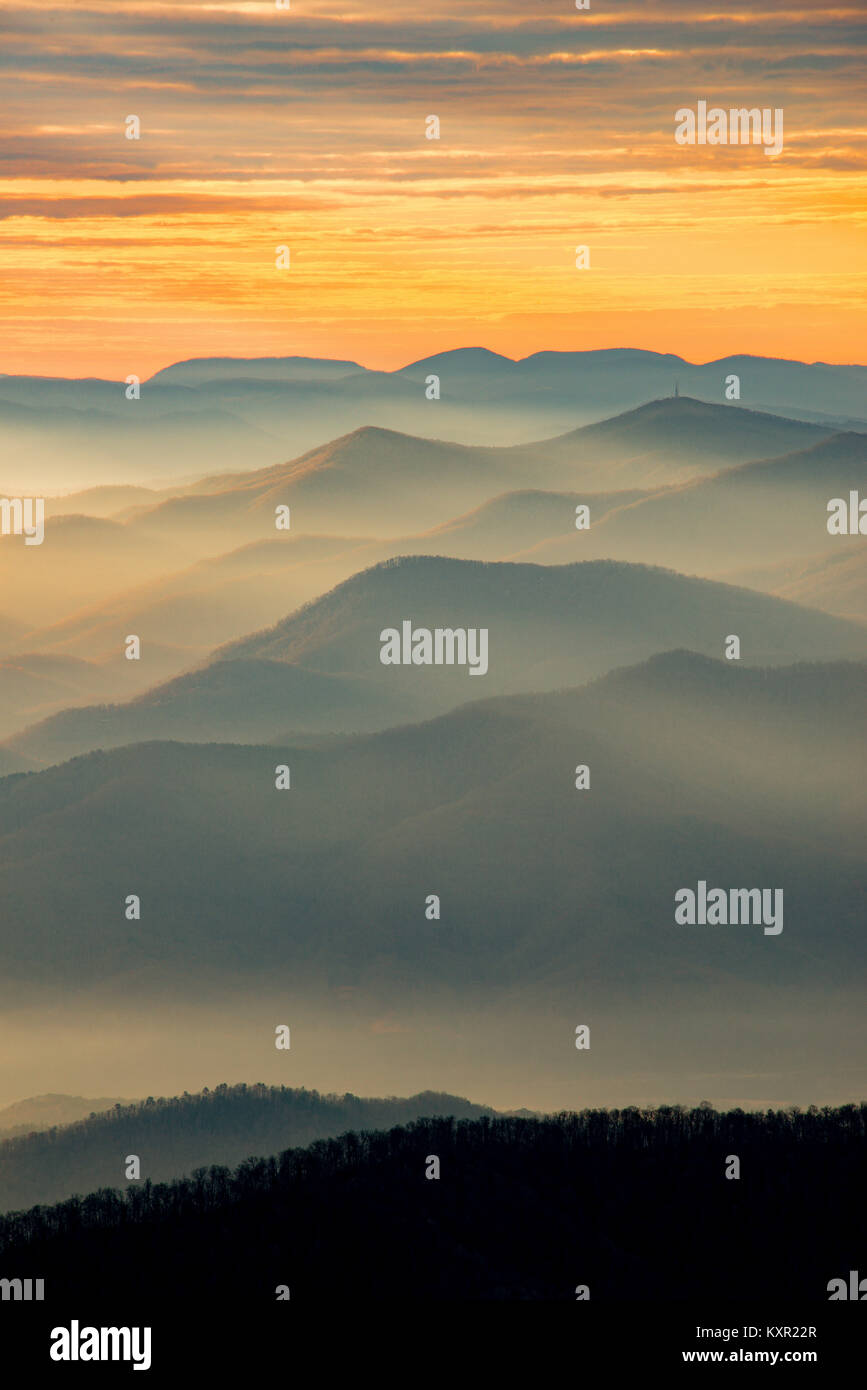 Alba da Clingman la cupola, Great Smoky Mountains NP, TN, Stati Uniti d'America, da Bill Lea/Dembinsky Foto Assoc Foto Stock