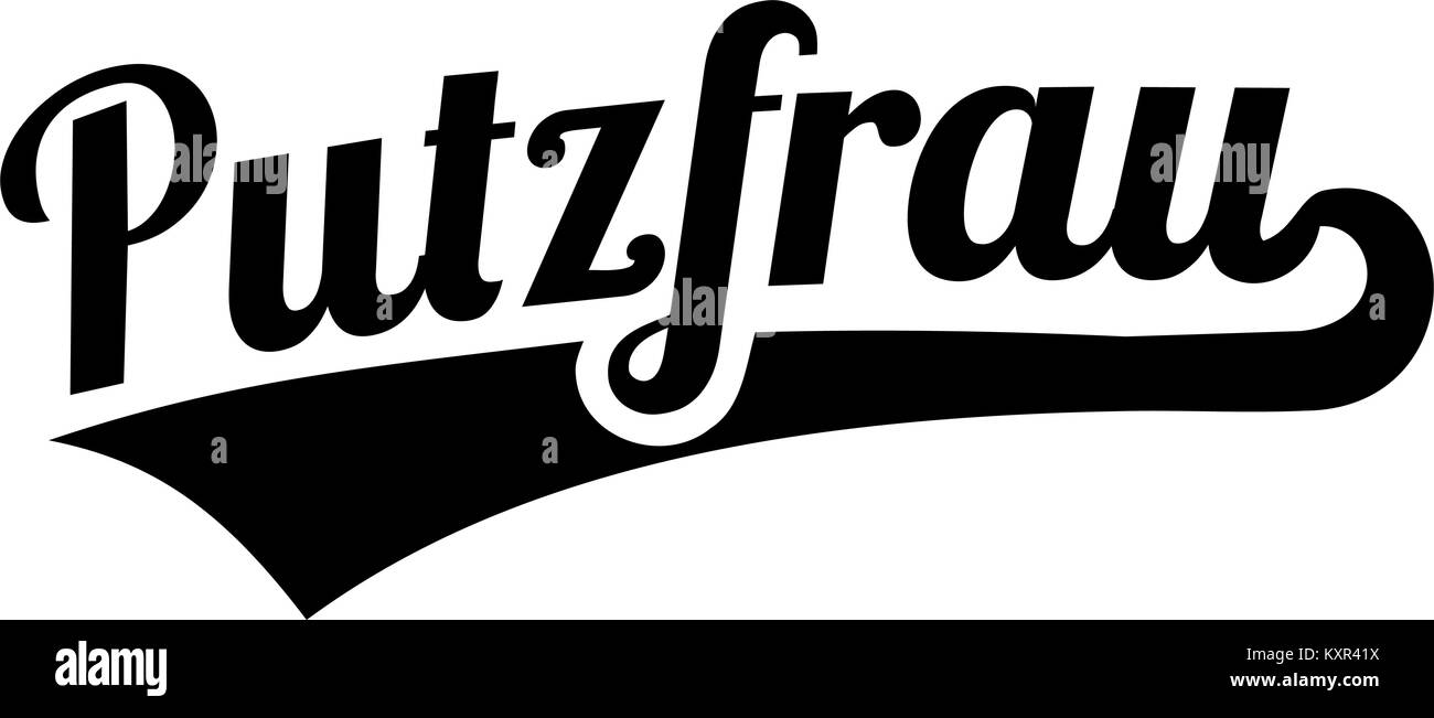Parola tedesca per la donna delle pulizie con uno stile rétro Illustrazione Vettoriale