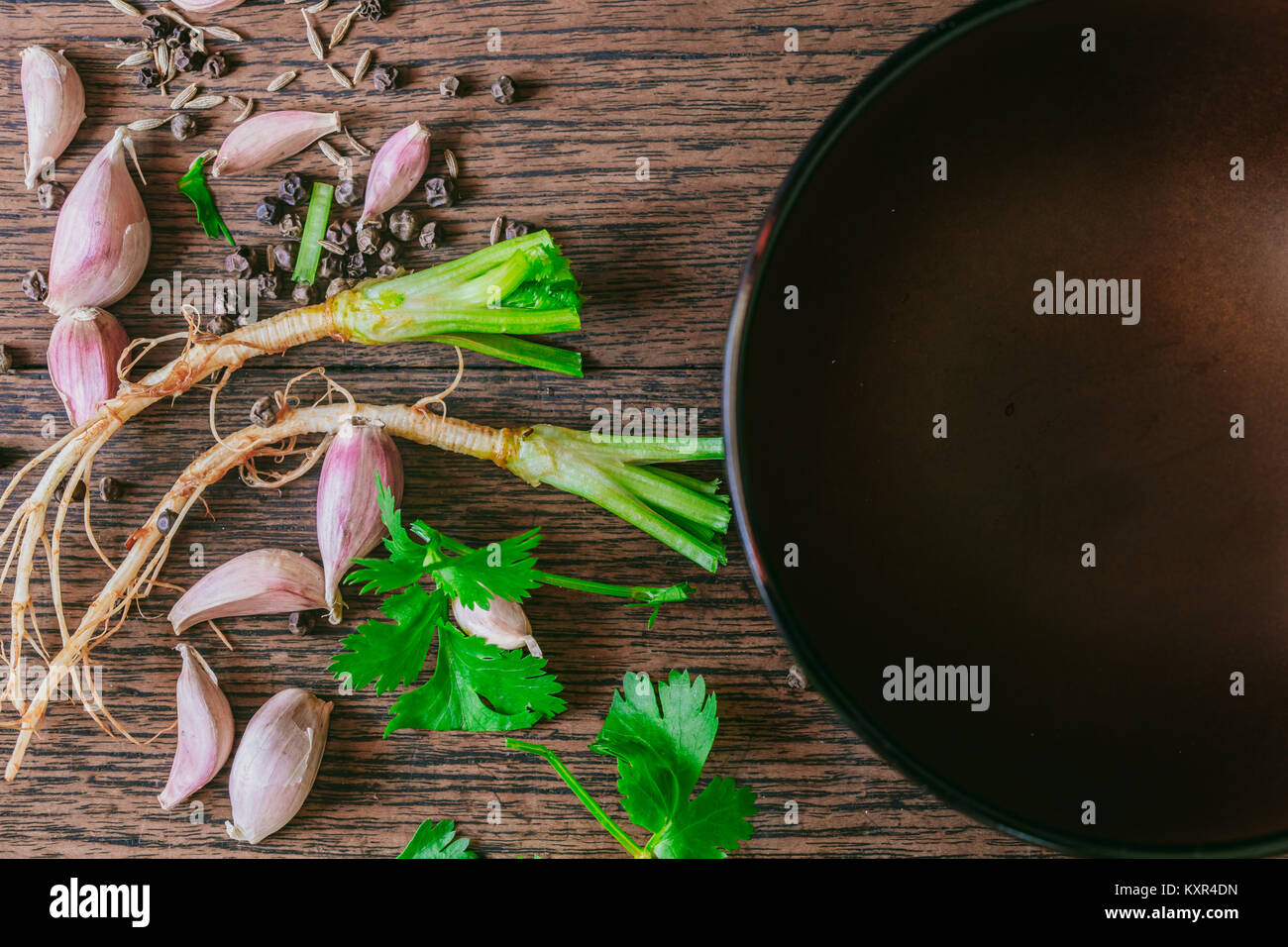Il cibo tailandese ingrediente di erbe con spazio per il testo Foto Stock