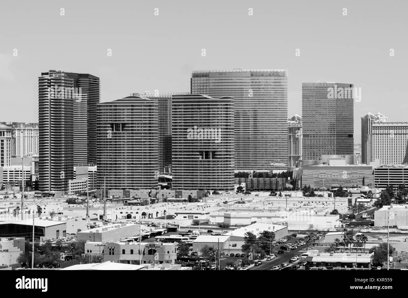 Paesaggio urbano in vista del centro della città di Las Vegas, Nevada USA Foto Stock