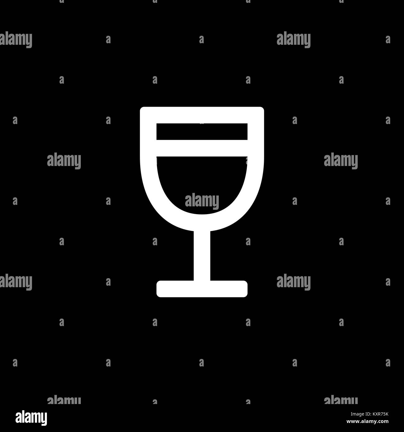 Bicchiere da vino icona per semplice piatto stile design dell'interfaccia utente. Illustrazione Vettoriale