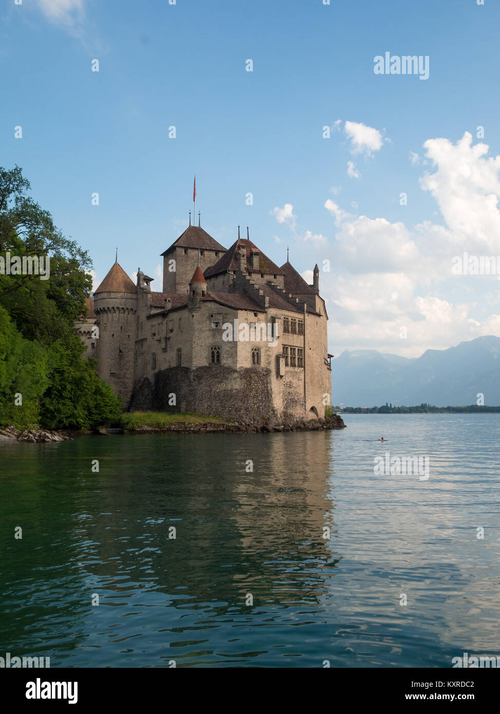 Cateau de Chillon dal lago di Ginevra Foto Stock