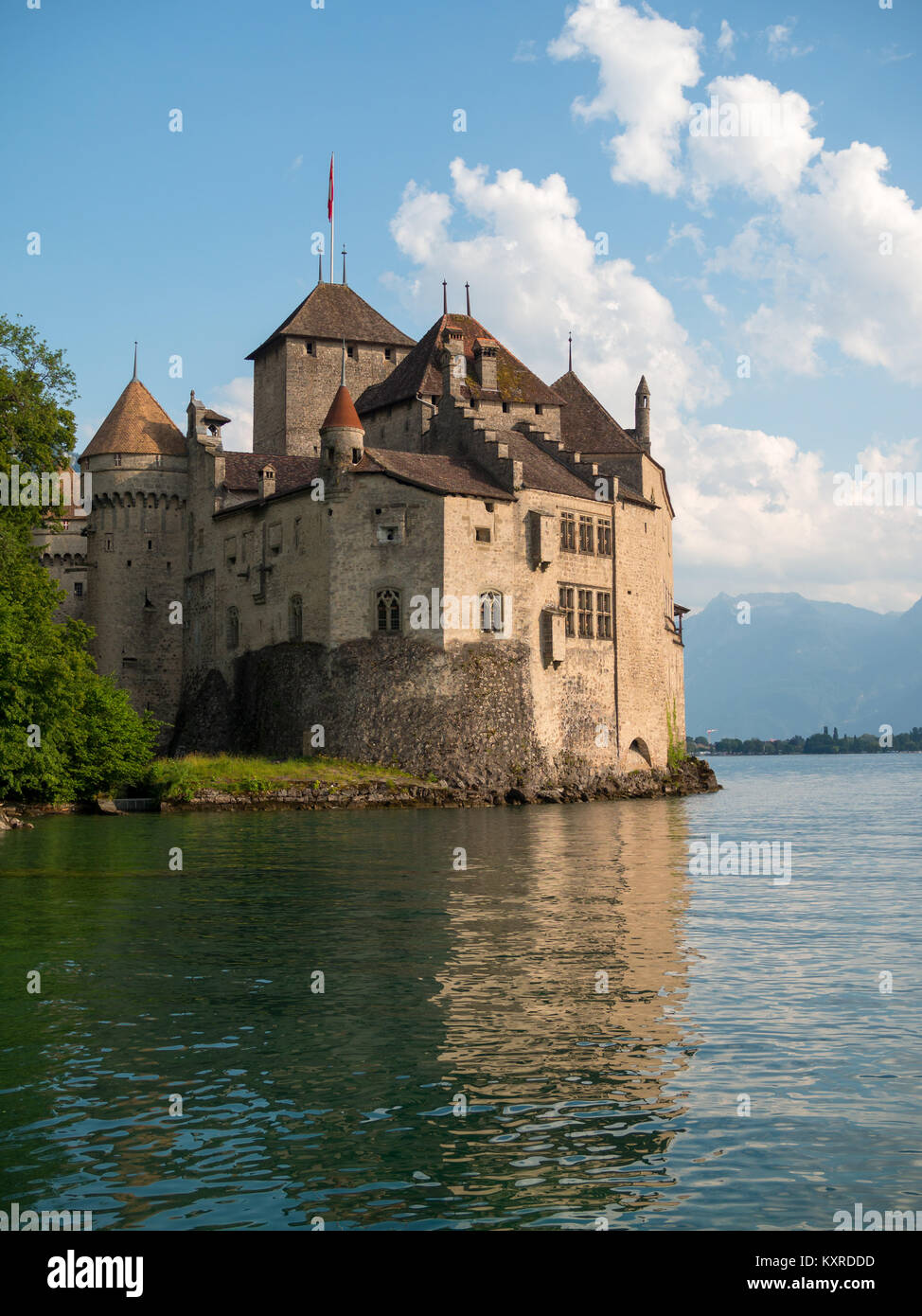 Cateau de Chillon dal lago di Ginevra Foto Stock