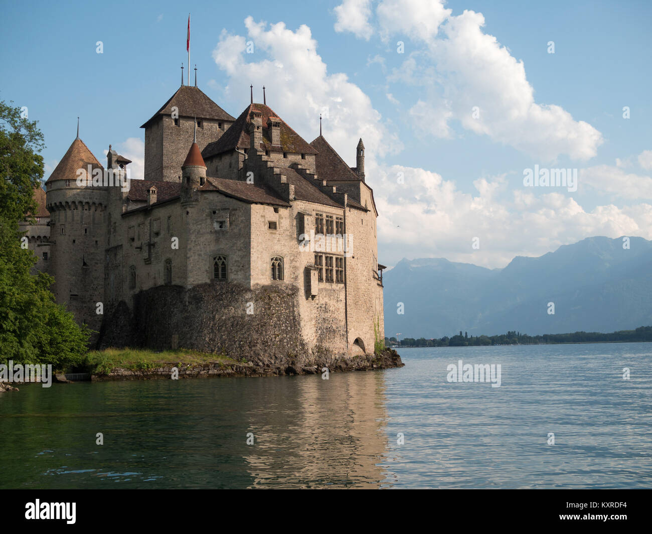 Cateau de Chillon dal lago di Ginevra Foto Stock