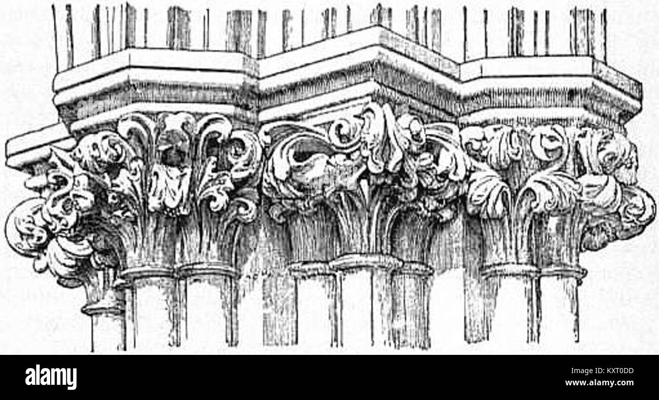 EB1911 Capitale Fig. 13.-capitelli gotici dalla Cattedrale di Wells Foto Stock