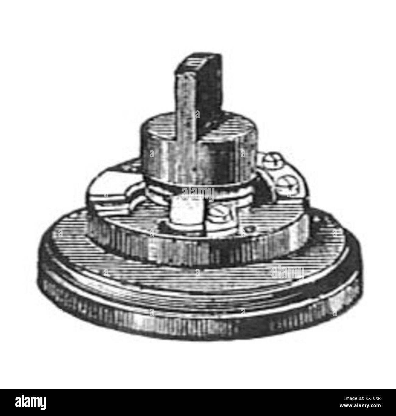 Interruttore elettrico realizzato in ebonite dal 1888, che rappresenta i primi sviluppi di ingegneria elettrica e l'uso di materiali nella tecnologia della fine del XIX secolo. Foto Stock
