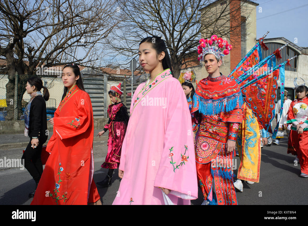 Celebrazioni per il nuovo anno cinese 2015 a Prato, Italia Foto Stock